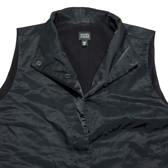 Eileen Fisher Black Solid Vest Coverup Large - Picture 2 of 6